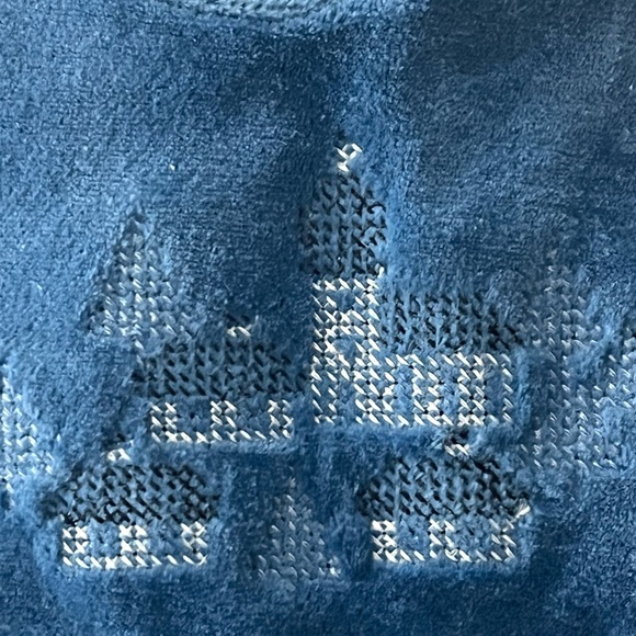 Blue Footed European Velour Baby Romper Made in Austria - Picture 3 of 7